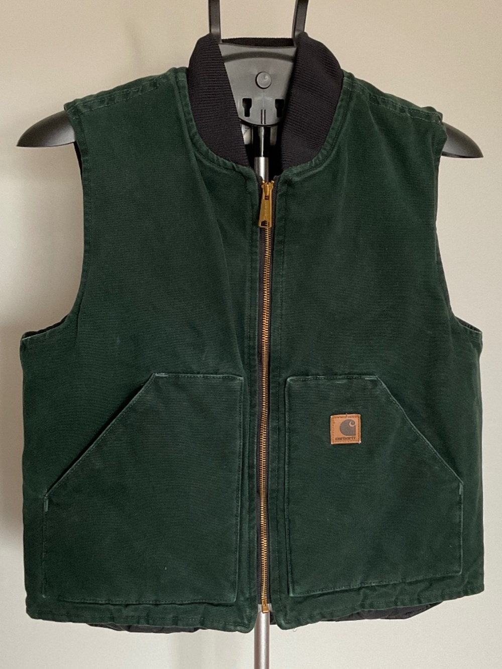 Carhartt Men's Forest Green Work Vest with Gold Zipper